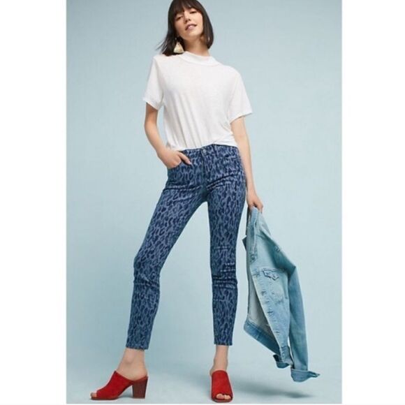 anthro PILCRO | Mid Rise Skinny Jean Leopard Blue - Picture 2 of 10
